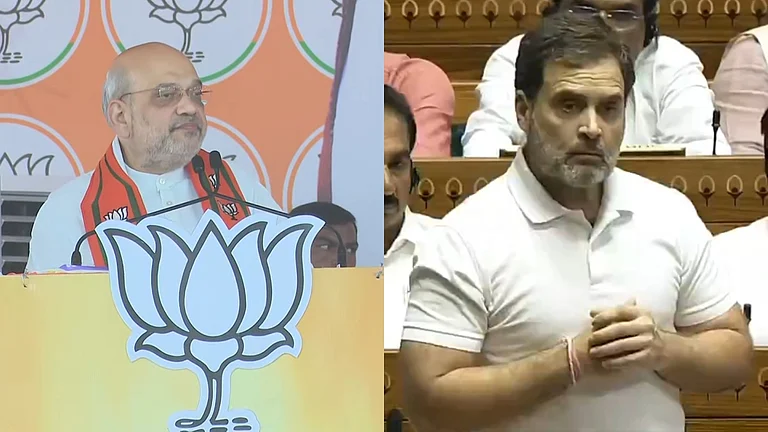 Shah Hits Out at Opposition, Defends SIR in Fiery LS Debate - X/@BJP4India/@RahulGandhi